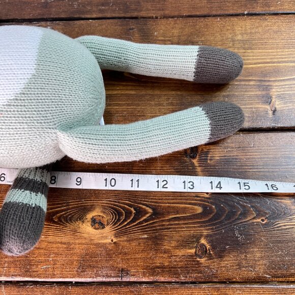 Pottery Barn Modern Baby Knit Raccoon Stuffed Animal Plush Toy 15” Tall - Picture 9 of 11